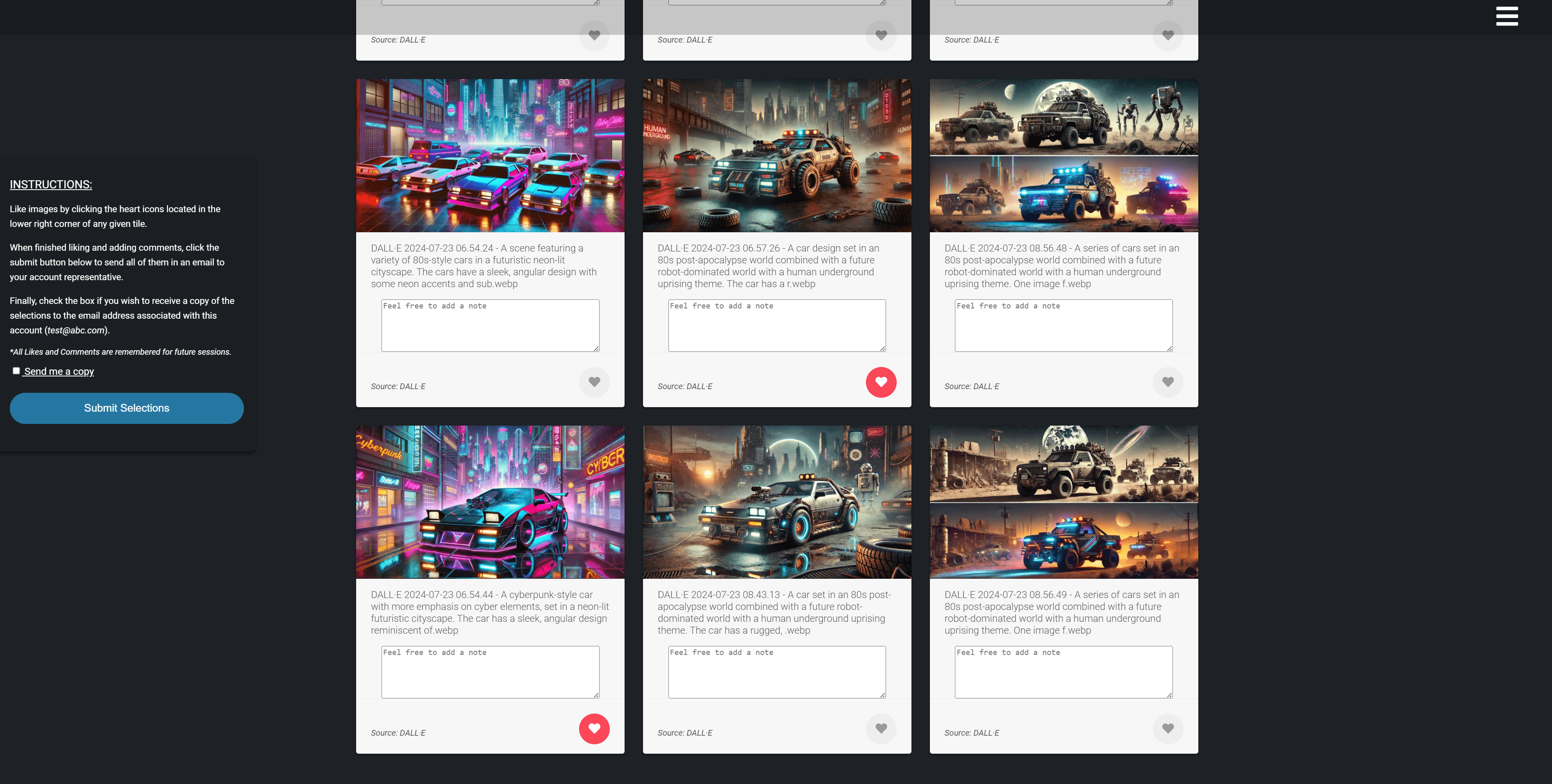 Looksee feedback voting interface