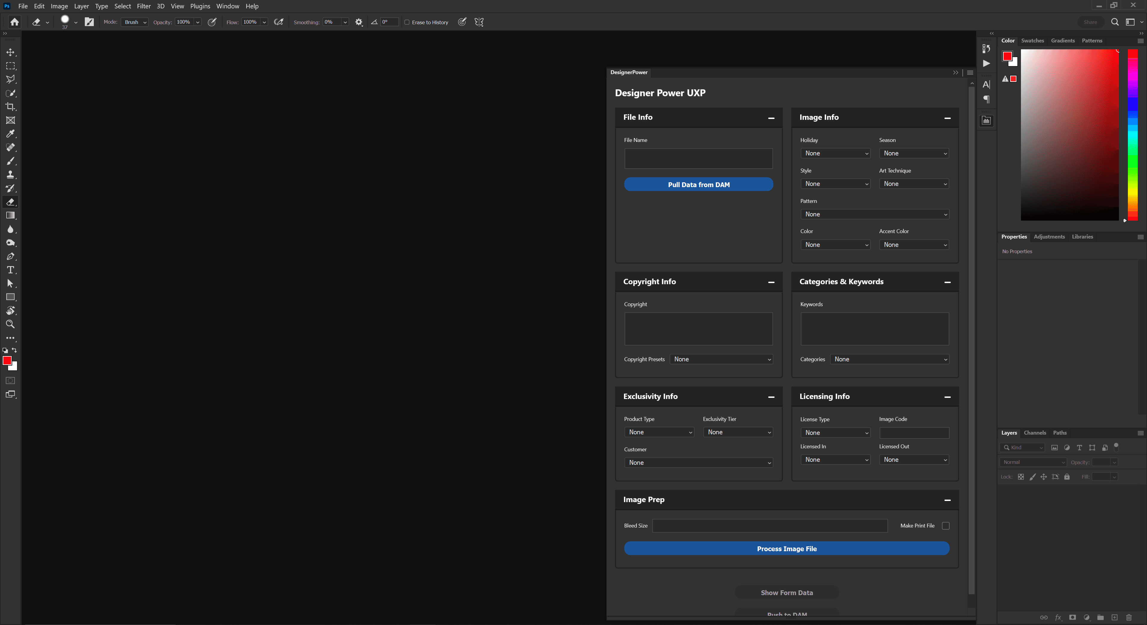 DesignerPower Photoshop plugin UI